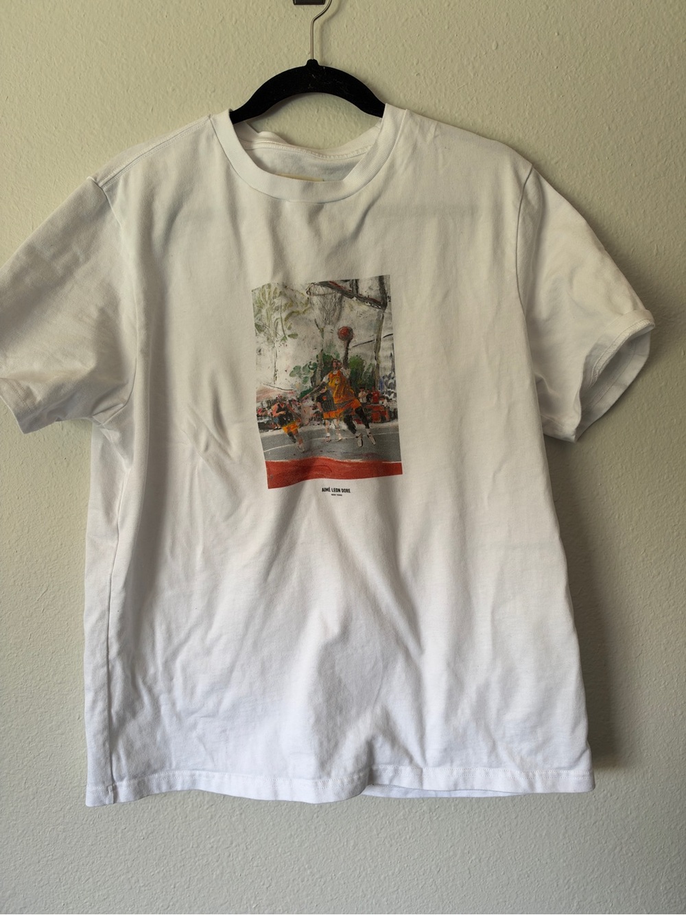 Aime Leon Dore White Basketball Court Graphic Tee medium